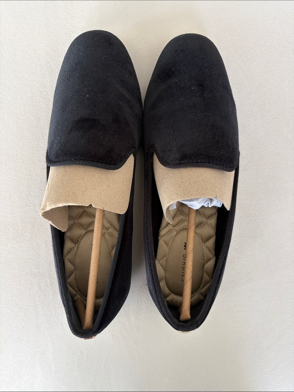 Birdies Black Suede Slip-On Loafers
